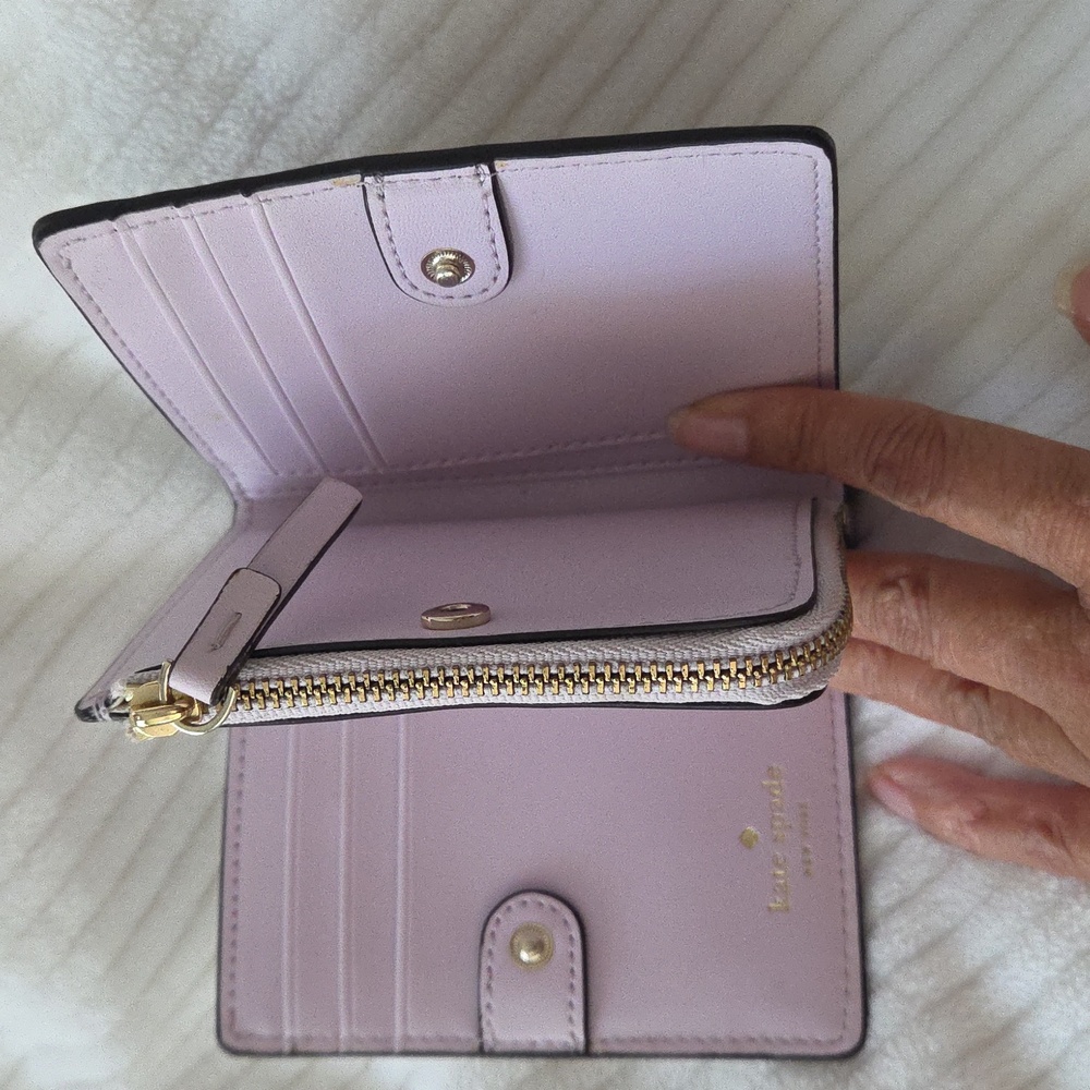 Kate Spade Taupe and Lavender Bi-fold Wallet - Picture 6 of 11